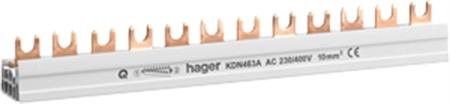 Hager aansluitrail vork 3-polig+N 16mm2 12 modules KDN450D