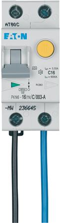 Eaton aardlekautomaat 1-polig+nul 16A C-karakteristiek 30mA PKN6-16-1N-C-003-A-MW