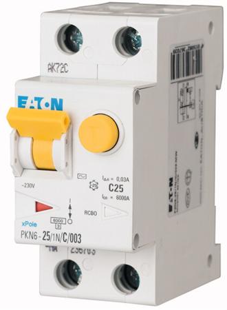 Eaton aardlekautomaat 1-polig+nul 25A B-karakteristiek 300mA PKN6-25/1N/B/03-A-MW