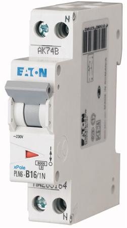 Eaton installatieautomaat 1-polig + nul 16A B-karakteristiek PLN6-B16/1N