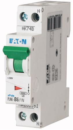 Eaton installatieautomaat 1-polig + nul 6A C-karakteristiek PLN6-C6/1N