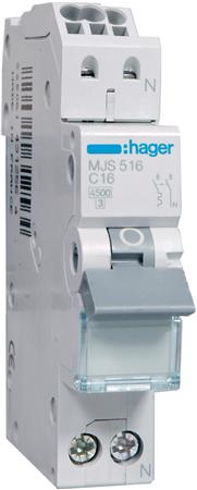 Hager Installatieautomaat 1p+N 16 A C-karakteristiek quickconnect