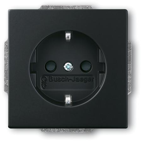 Busch-Jaeger mat zwart stopcontact kinderveilig met randaarde 20 EUCKS-885