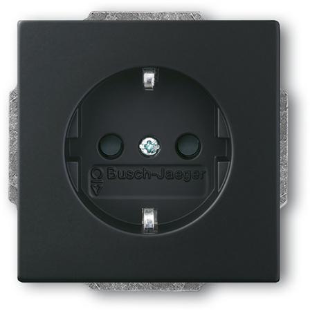 Busch-Jaeger mat zwart stopcontact kinderveilig met randaarde 20 EUCRB-885