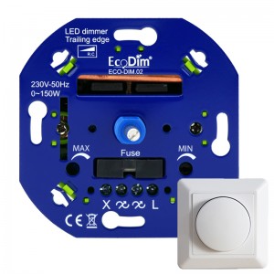 EcoDim Universele led dimmer 0-150W fase afsnijding (RC)