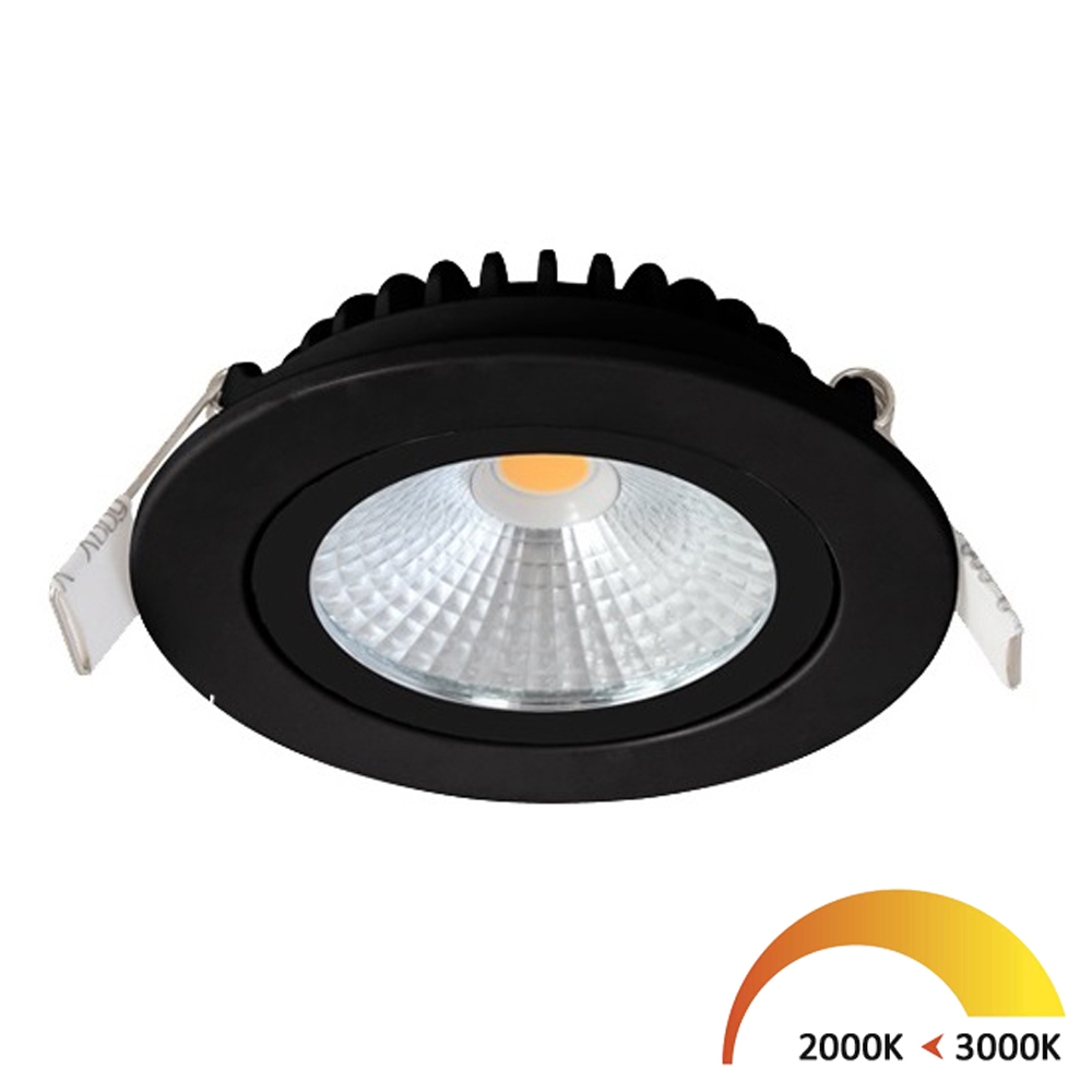 EcoDim zwarte dimbare LED inbouwspot met driver 23mm inbouwdiepte Dim to Warm