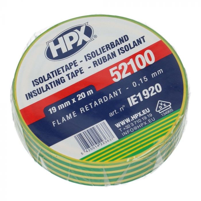 HPX isolatietape geel/groen 19mm x 20 meter