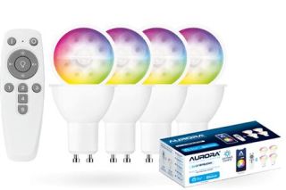 Aurora AOne LED bluetooth kit met 4 x lamp GU10 RGB kleur instelbaar + afstandbediening