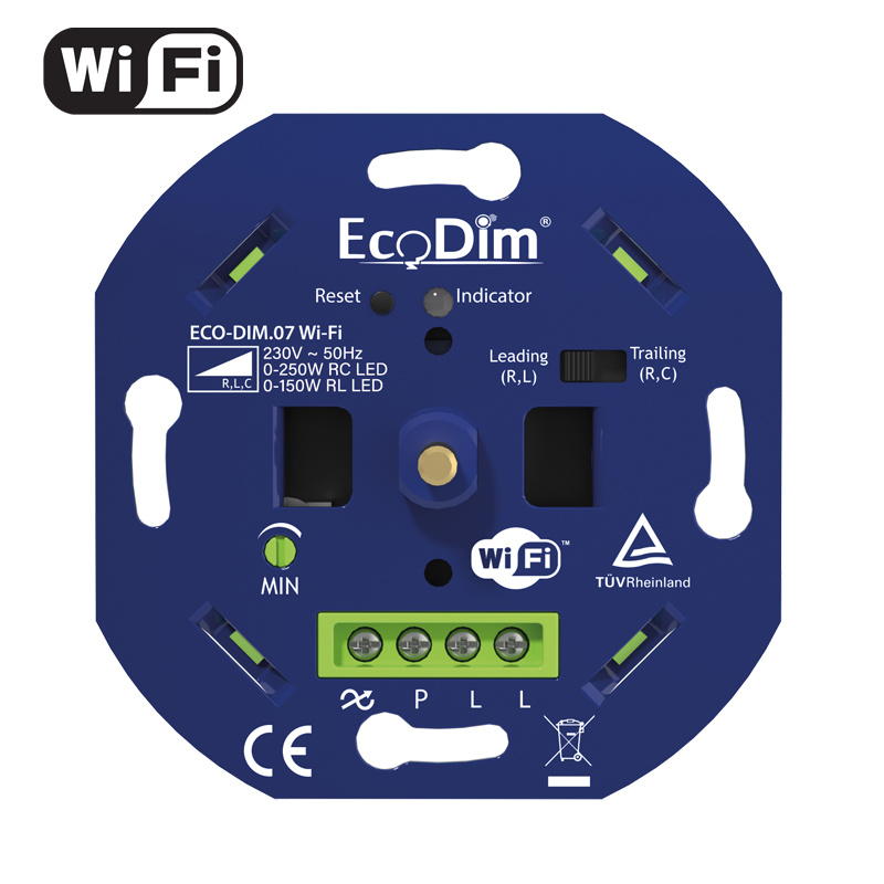 EcoDim WiFi led dimmer 0-250W fase aan- en fase afsnijding (RLC)
