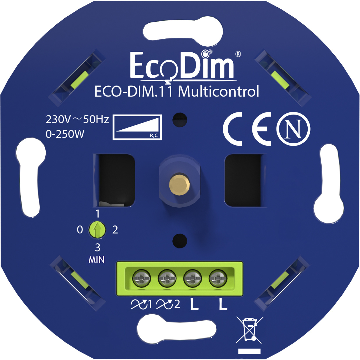 EcoDim Multicontrol led dimmer universeel 0-250W fase afsnijding (RC)
