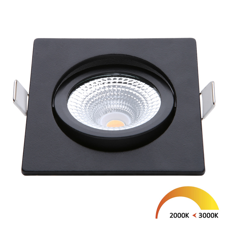 EcoDim dimbare LED inbouwspot met driver inbouwdiepte 23mm dim to warm vierkant zwart