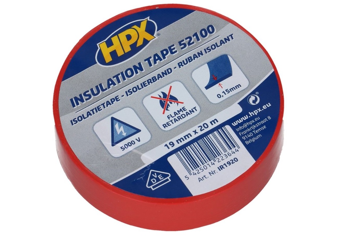 HPX isolatietape rood 19mm x 20 meter