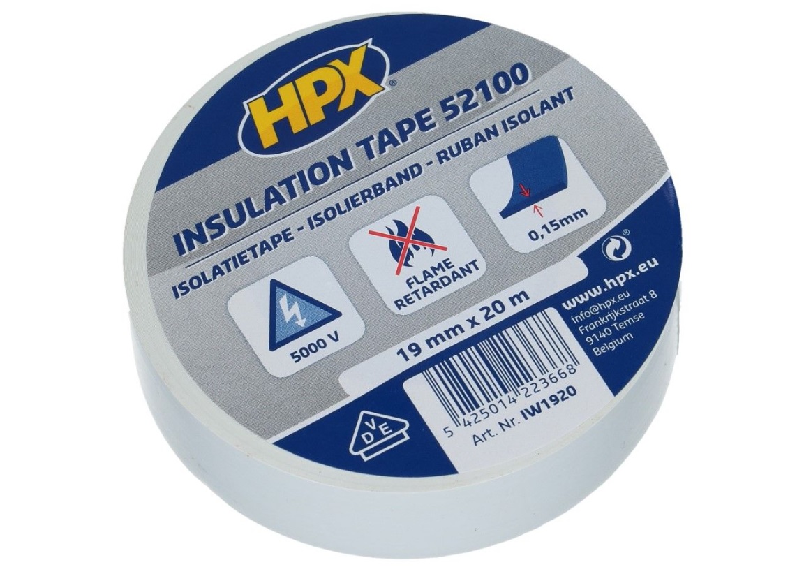 HPX isolatietape wit 19mm x 20 meter