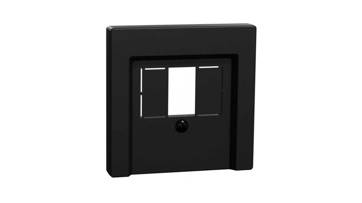 Merten mat zwarte centraalplaat voor luidspreker/TAE/USB contactdoos MEG4250-0403