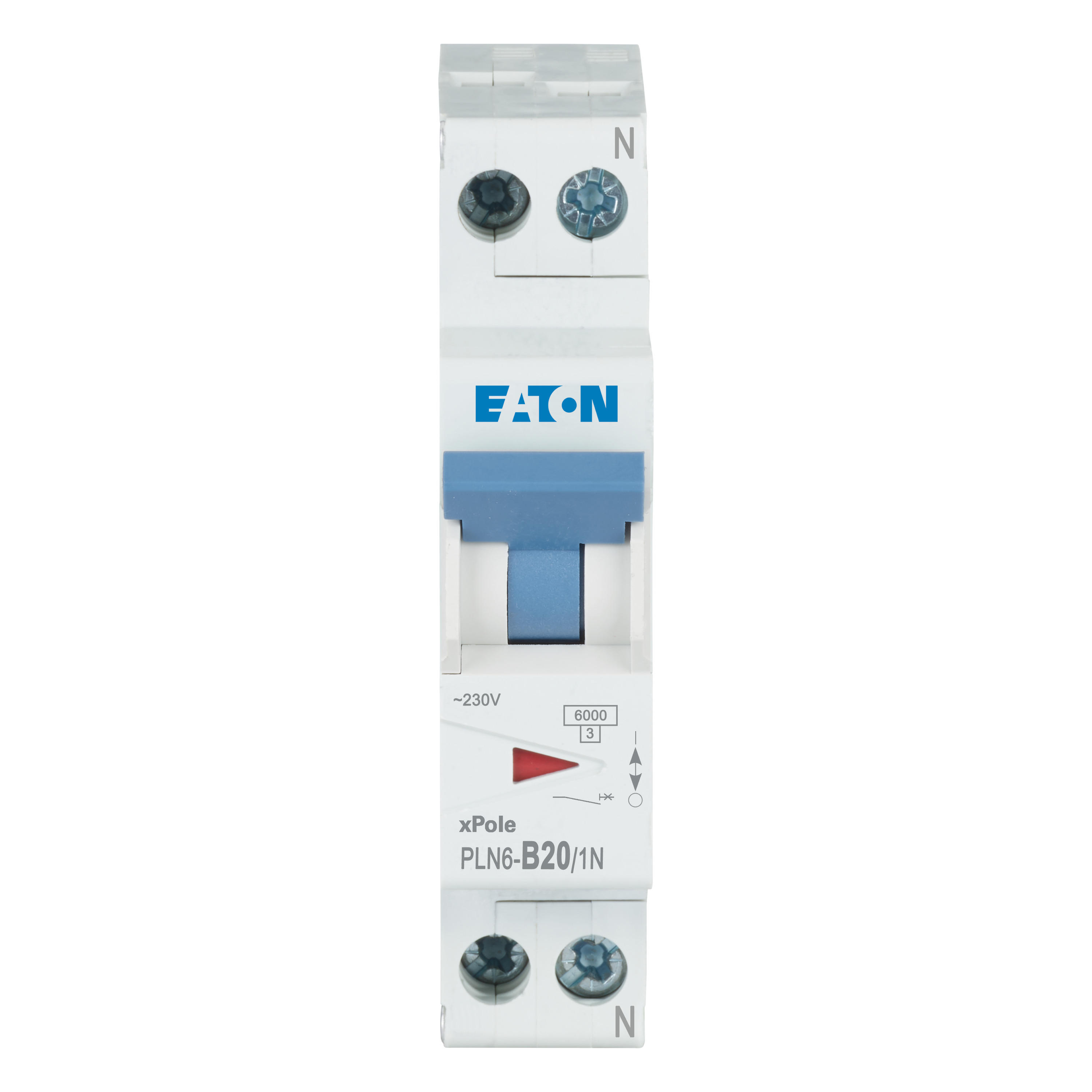 Eaton installatieautomaat 1-polig + nul 20A B-karakteristiek PLN6-B20/1N
