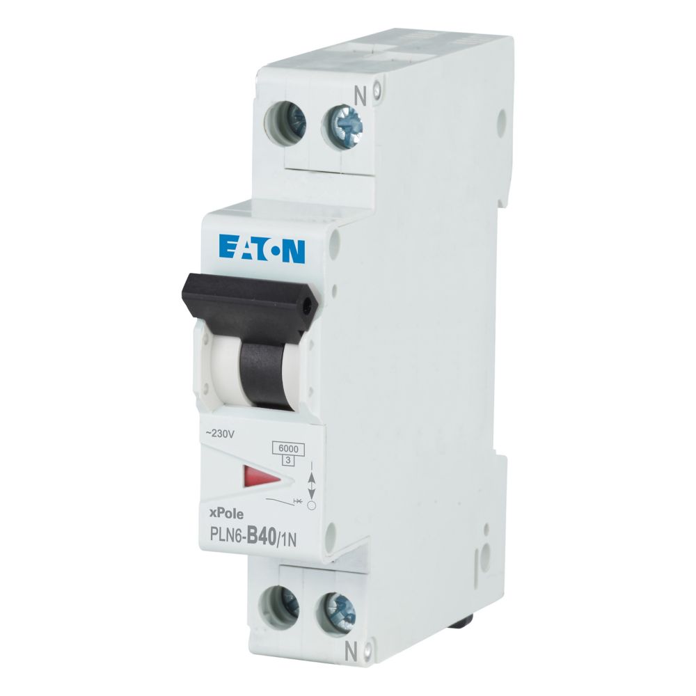 Eaton installatieautomaat 1-polig + nul 40A B-karakteristiek PLN6-B40/1N