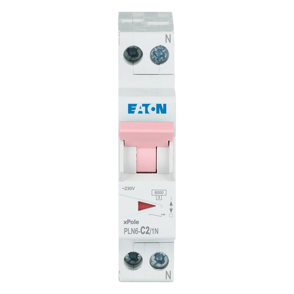Eaton installatieautomaat 1-polig + nul 2A C-karakteristiek PLN6-C2/1N