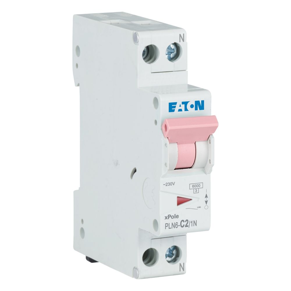 Eaton installatieautomaat 1-polig + nul 2A C-karakteristiek PLN6-C2/1N
