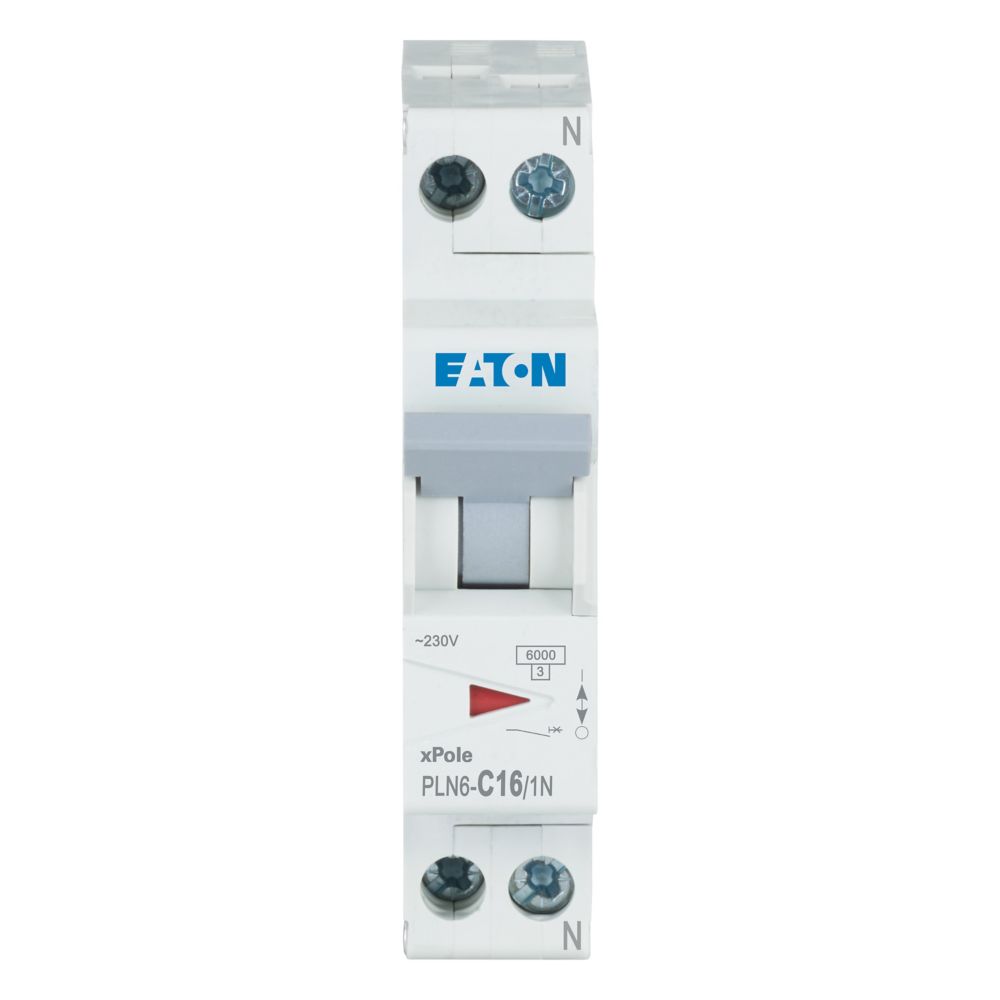 Eaton installatieautomaat 1-polig + nul 16A C-karakteristiek PLN6-C16/1N