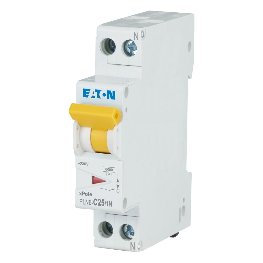 Eaton installatieautomaat 1-polig + nul 25A C-karakteristiek PLN6-C25/1N
