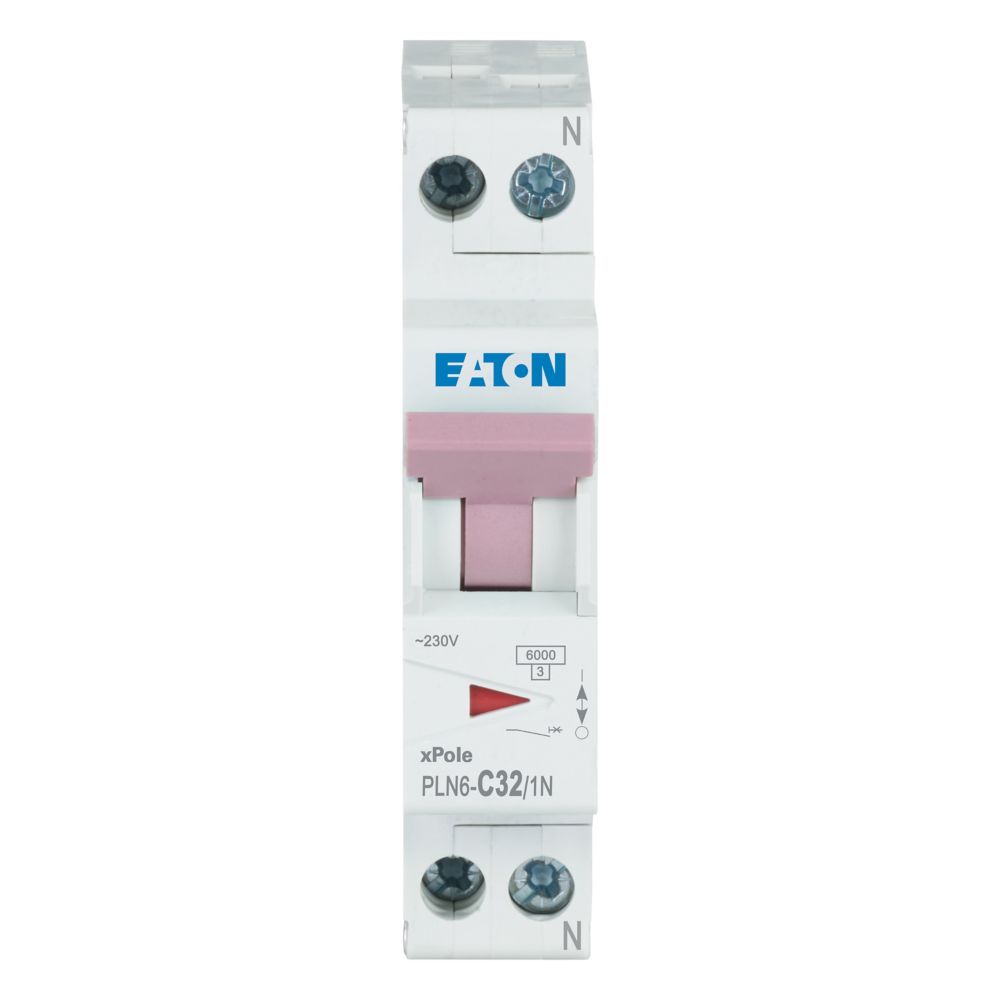 Eaton installatieautomaat 1-polig + nul 32A C-karakteristiek PLN6-C32/1N