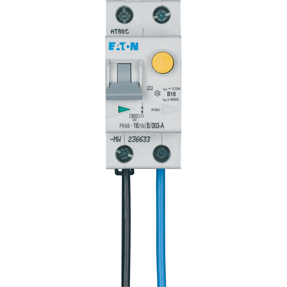 Eaton aardlekautomaat 1-polig+nul 16A C-karakteristiek 30mA PKN6-16-1N-C-003-A-MW