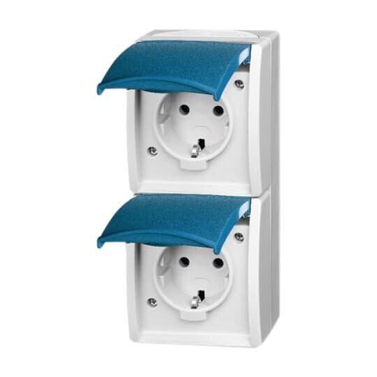 Busch-Jeager stopcontact 2-voudig verticaal IP44 20-02 EW-53