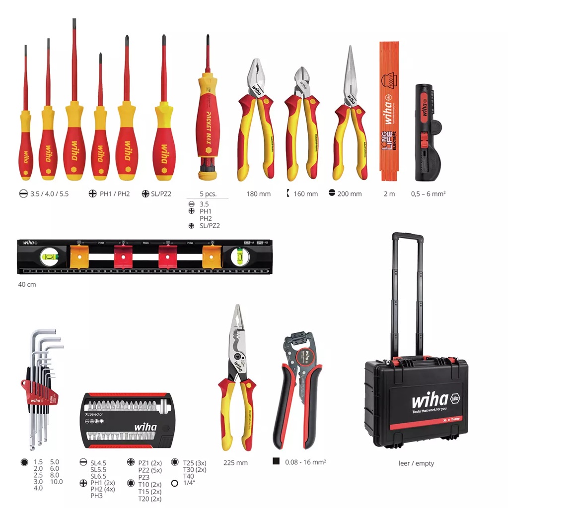 Wiha gereedschapskoffer electricien XL 2 Trolley 9300-70203, 60-delig 45795