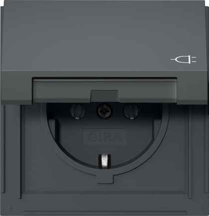 Gira TX44 wandcontactdoos met klepdeksel randaarde antraciet 445467