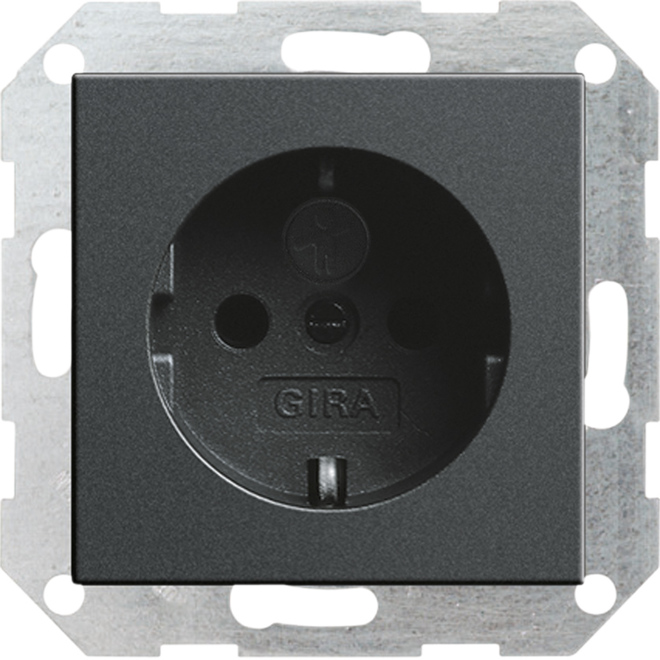 Gira antraciet stopcontact kind veilig met randaarde systeem 55 275528