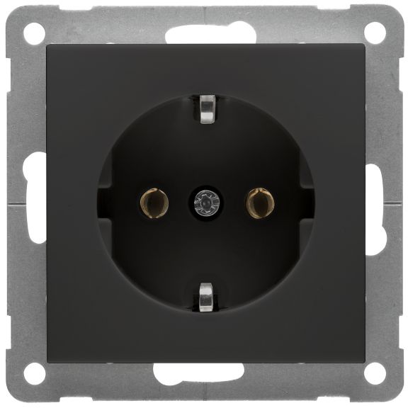 Peha Badora inbouw stopcontact met randaarde mat zwart 00276812