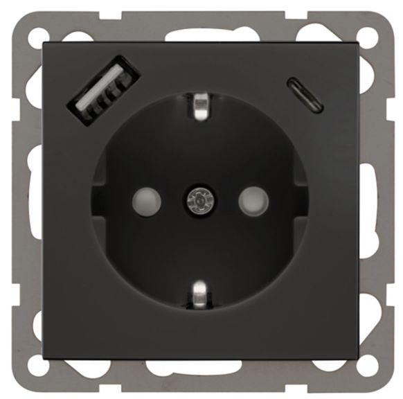Peha Badora USB-wandcontactdoos type A en C mat zwart 00276842
