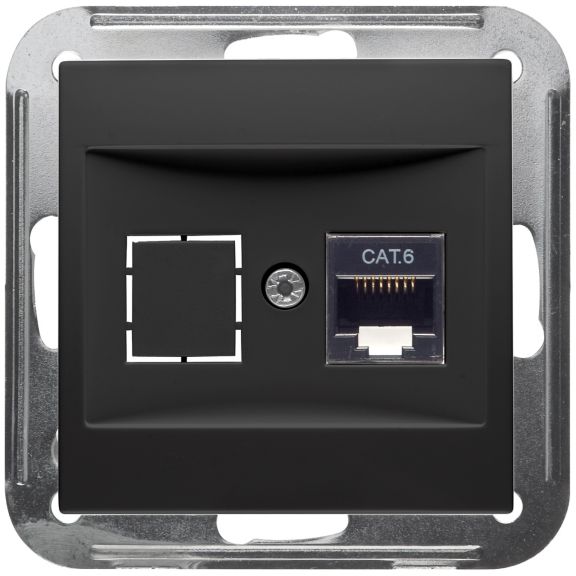 Peha Badora datacontactdoos 1-voudig Cat6 mat zwart 00276902 