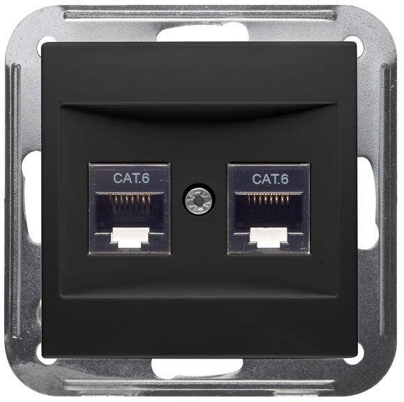 Peha Badora datacontactdoos 2-voudig Cat6 mat zwart 00276912