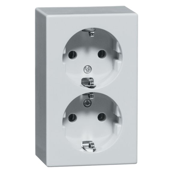 Peha opbouw 2-voudige wandcontactdoos met randaarde Crème-wit 00495021