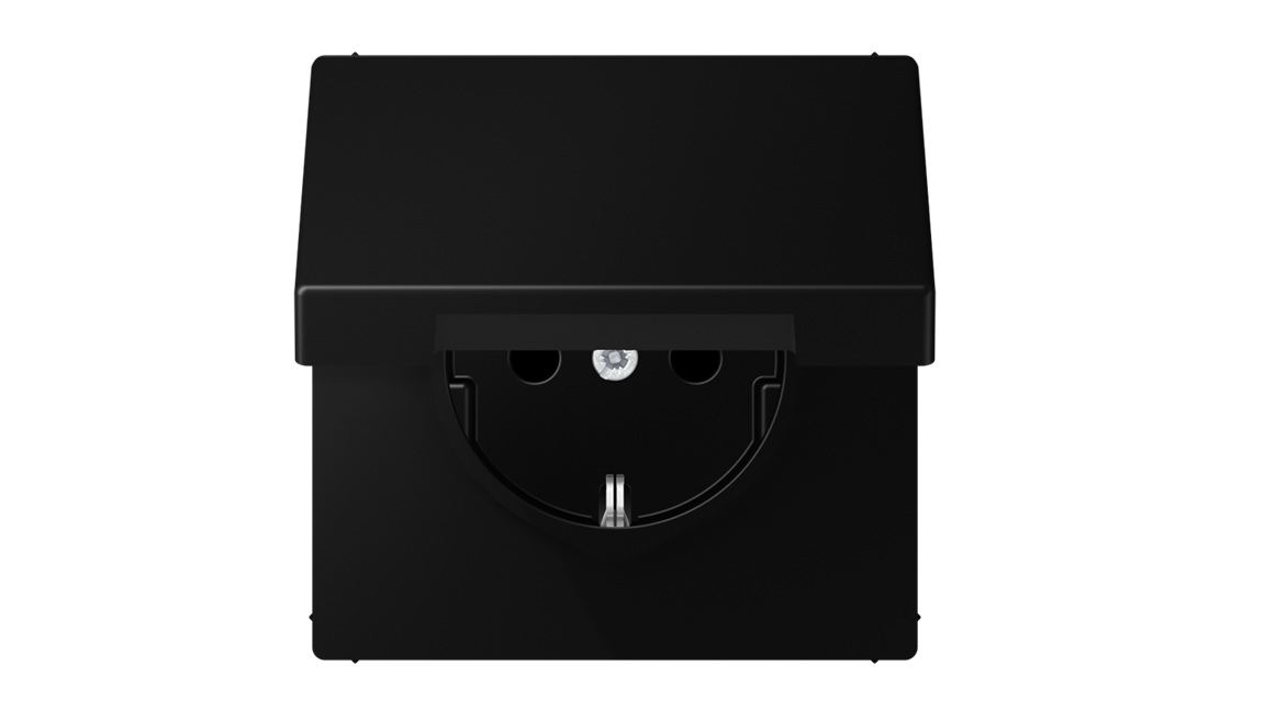 Jung stopcontact 1-voudig met klapdeksel grafietzwart mat LS1520NBFKLSWM