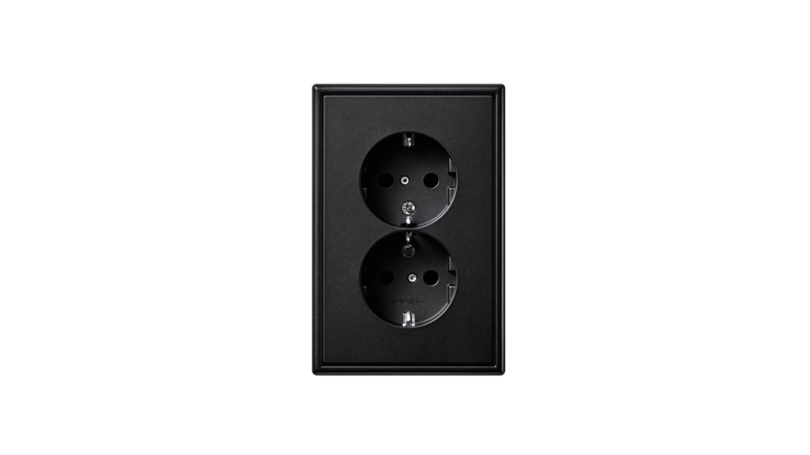 Jung 2-voudig stopcontact met randaarde grafietzwart mat LS5015KISWM