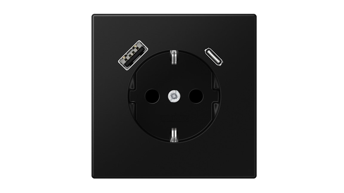 Jung USB-wandcontactdoos type A en C grafietzwart mat LS1520-15CASWM