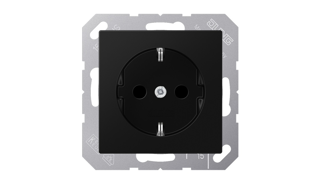 Jung A500 inbouw stopcontact met randaarde grafietzwart mat A1520NBFSWM