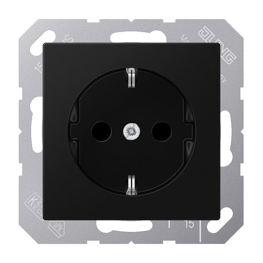 Jung A500 inbouw stopcontact met randaarde grafietzwart mat A1520NBFSWM