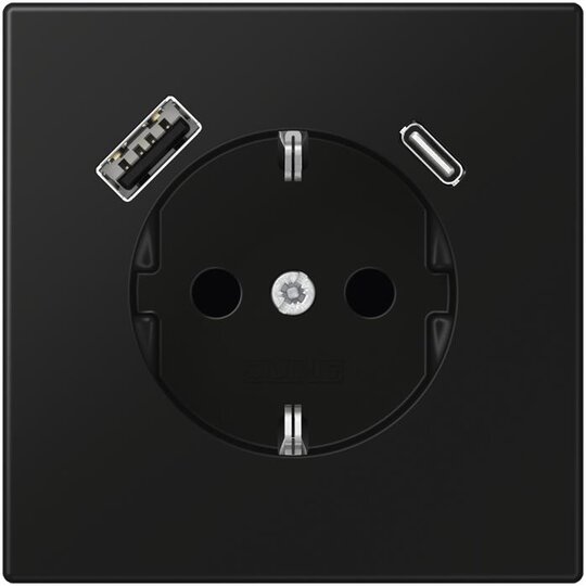Jung USB-wandcontactdoos type A en C grafietzwart mat LS1520-15CASWM