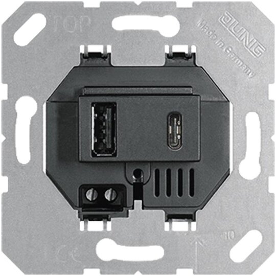 Jung USB-wandcontactdoos type A en type C USB15CASW