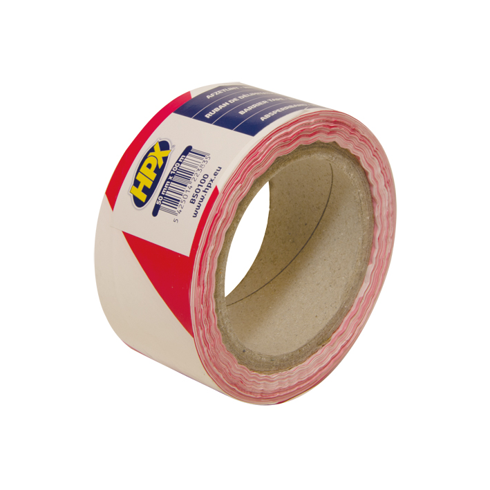 HPX afzetlint 50mm x 100 meter wit/rood B50100