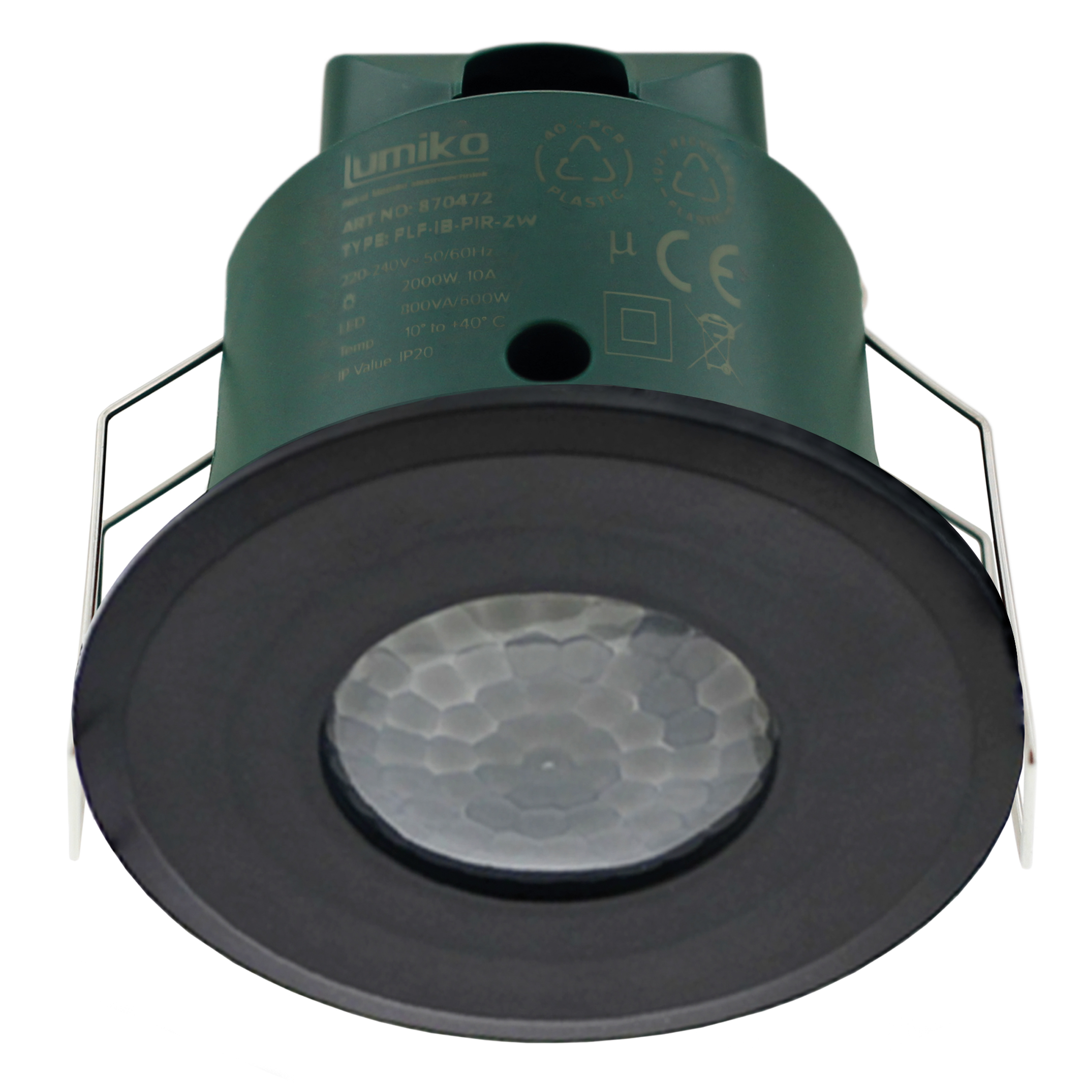 Klemko plafond aanwezigheiddetector PIR zwart 870472
