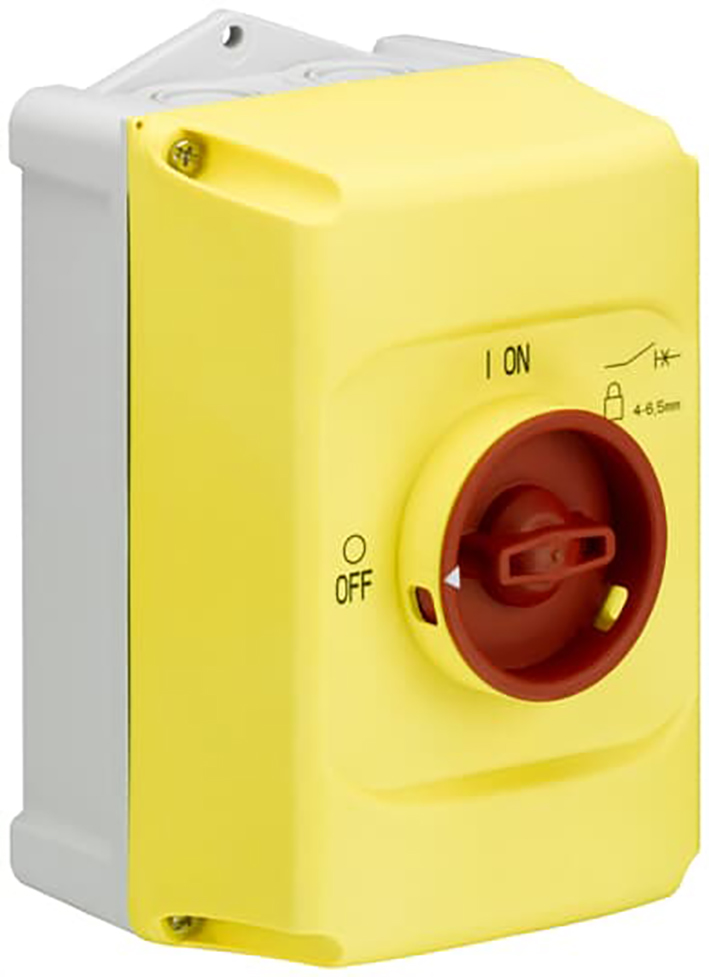 ABB IP65 motorbeveiligingschakelaarkast leeg draaiknop rood/geel MS 1XX-IB 132 Y