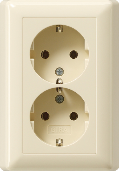 Gira wandcontactdoos 2-voudig met randaarde creme 078801