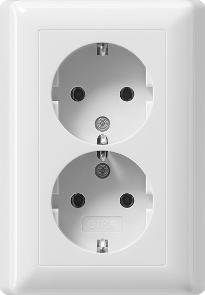 Gira wandcontactdoos 2-voudig met randaarde zuiver wit glanzend 078803