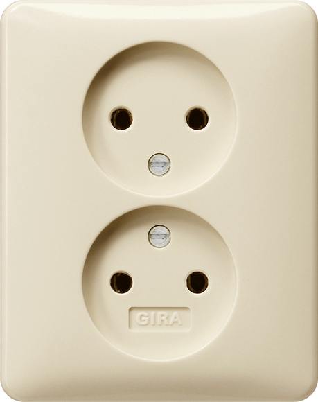 Gira wandcontactdoos zonder randaarde 2-voudig creme 079801