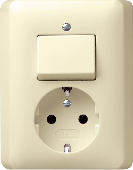 Gira combinatie wisselschakelaar stopcontact met randaarde creme 017601