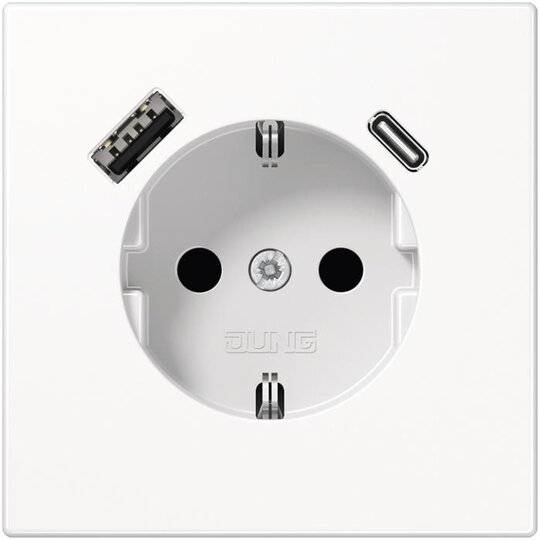 Jung LS990 USB-wandcontactdoos type A en C alpin wit LS 1520-15 CA WW